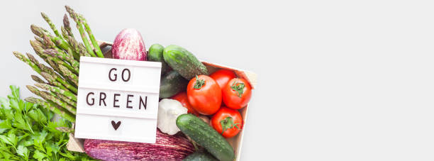istock Fresh organic vegetables in wooden box 1304871894