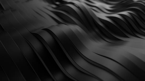 istock Abstract background with black wavy stripes. Modern black background template for documents, reports and presentations. Sci-fi futuristic. 3d illustration 1304873662