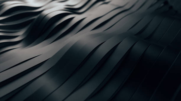 istock Abstract background with black wavy stripes. Modern black background template for documents, reports and presentations. Sci-fi futuristic. 3d illustration 1304873665
