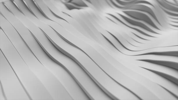 istock Abstract background with white wavy stripes. Modern black background template for documents, reports and presentations. Sci-fi futuristic. 3d illustration 1304873667