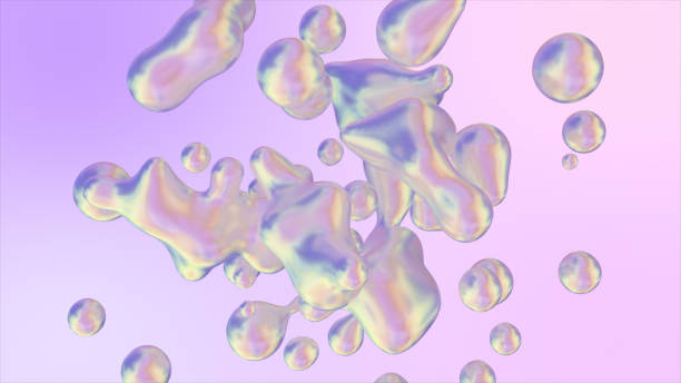 istock Holographic liquid blobs abstract flowing animation. 3d illustration 1304873696