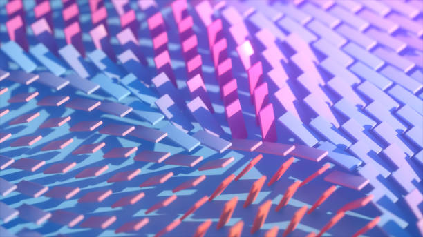 istock Abstract background of colorful rotating rectangles. The color changes depending on the angle of rotation. Surface of rectangles. 3d illustration 1304873782