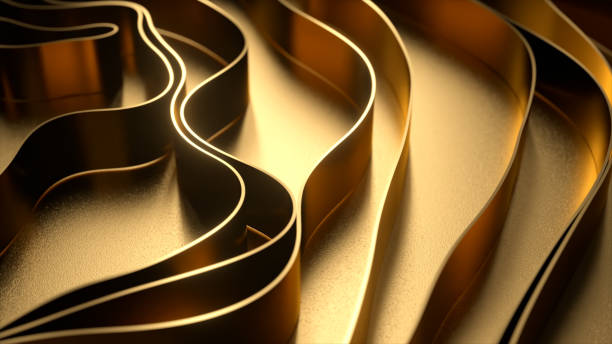istock Gold wave background. Gold stripes on a gold surface. Organic gold texture. 3d illustration 1304873817