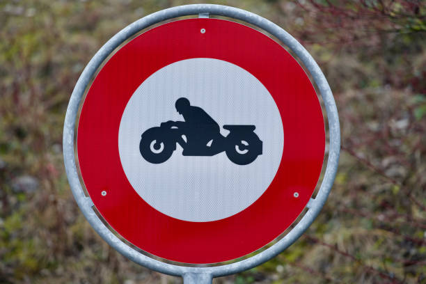 istock Traffic sign no motorcycles allowed. 1304876430