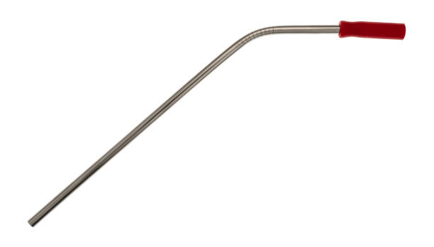 istock Stainless steel metal straw with a red silicone straw tip on a white background 1304880018