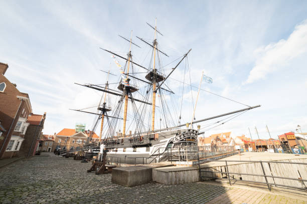 National Museum of the Royal Navy exterior of tall ship the HMS Trincomalee Hartlepool/UK - 11th October 2019: National Museum of the Royal Navy Hartlepool. Maritime Museum exterior of a tall ship; the HMS Trincomalee hartlepool photos stock pictures, royalty-free photos & images