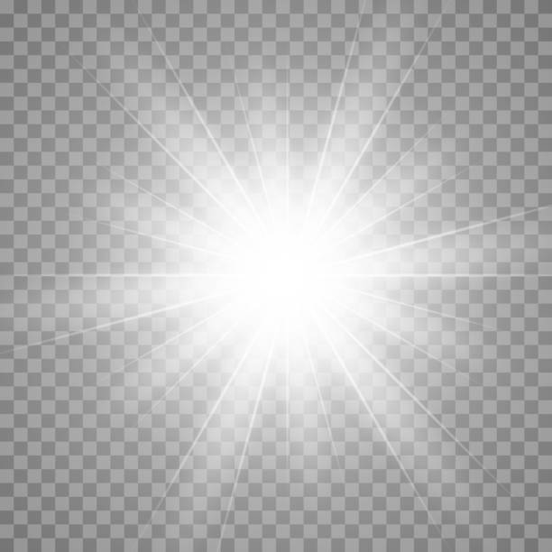 ilustraciones, imágenes clip art, dibujos animados e iconos de stock de efecto de luz de resplandor vectorial. explosión de estrella aislada en transparente. - lens flare