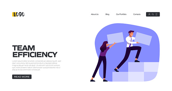 Team Efficiency Concept Vector Illustration for Landing Page Template, Website Banner, Advertisement and Marketing Material, Online Advertising, Business Presentation etc.
