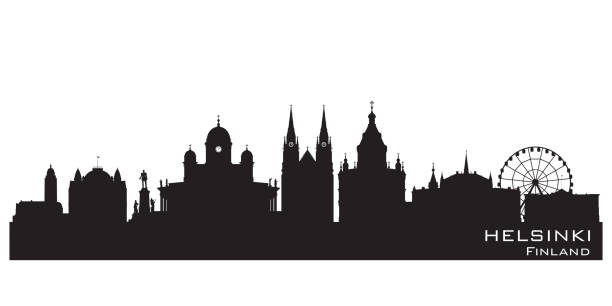 helsinki finnland stadt skyline silhouette - helsinki stock-grafiken, -clipart, -cartoons und -symbole