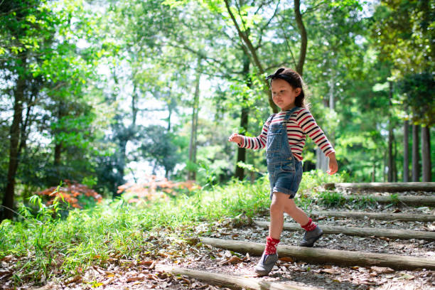 istock A child walking on the steps of the forest 1304890244
