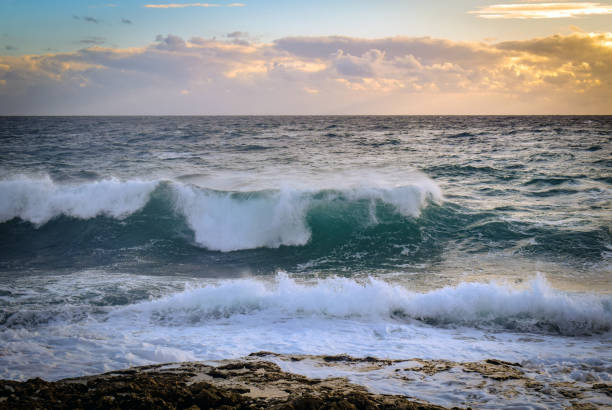 Seaside beach landscape and beautiful coastline with sea waves