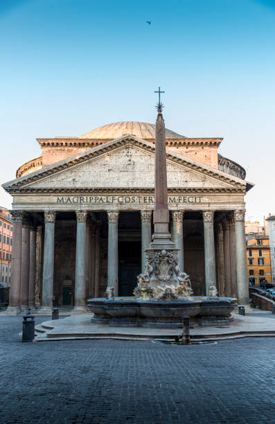 panteon we wczesnych godzinach porannych, rzym włochy - ancient rome rome fountain pantheon rome zdjęcia i obrazy z banku zdjęć