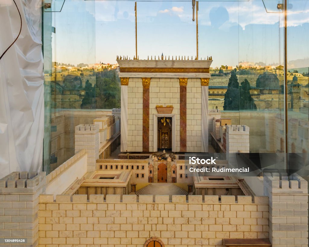 Solomon Temple Model, Jerusalem Solomon temple model, old jersualem city, Synagogue Stock Photo