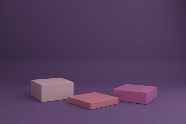 istock Blank showcase mockup with simple geometric 3d elements. Empty podiums for cosmetic product presentation. 3d modeling scene with geometric shapes in calm pastel colors 1304898603