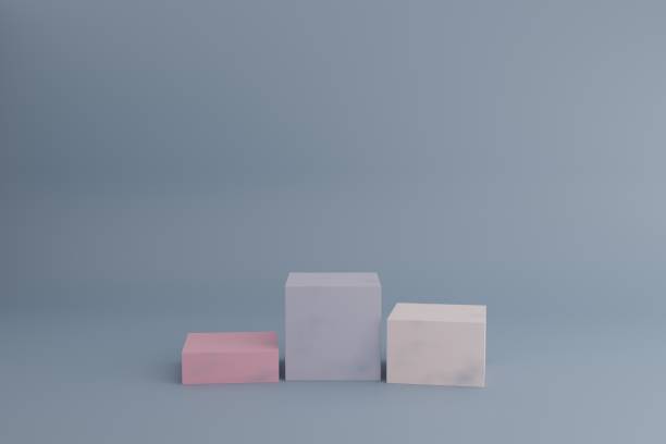 istock 3d modeling scene with cubes or boxes in calm pastel colors. Empty podiums for cosmetic product presentation. Blank showcase mockup with simple geometric 3d elements 1304899197