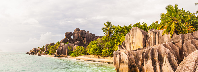 Seychelles is the most beautiful tropical islands of the world's in the Indian Ocean. The Anse Source d'Argent is a dream beach as it is in the book and the breathtaking scenery a highlight. The mix of shallow, turquoise blue sea, white sandy beach and impressive granite cliffs make it one of the most photogenic beaches in the Seychelles. La Digue is the third most populated island of the Seychelles, and fifth largest by land area, lying east of Praslin and west of Felicite Island. In terms of size it is the fourth largest granitic island of Seychelles after Mahé, Praslin and Silhouette Island.