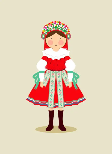 Vector illustration of Czech traditional clothing for women