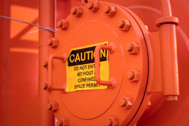 istock Confine space safety warning sign. 1304902904