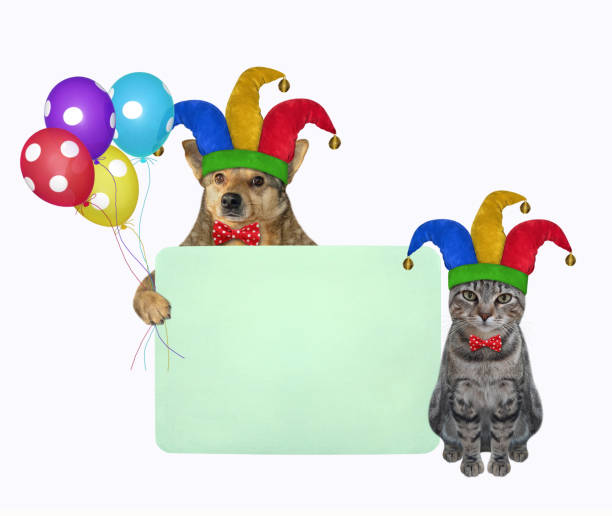 istock Pets clowns with green blank poster 1304903741