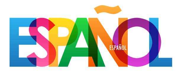 stockillustraties, clipart, cartoons en iconen met espanol kleurrijke typografie banner - spaanse cultuur