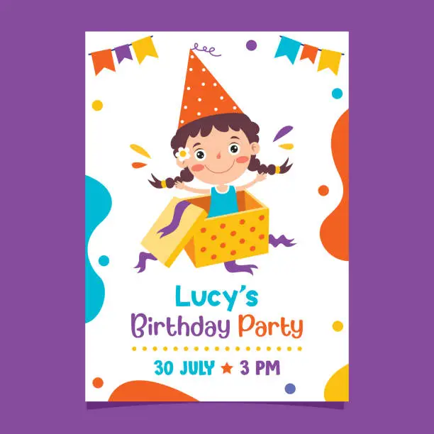 Vector illustration of Cute Colorful Birthday Card Template