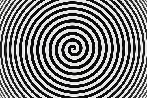 abstracto psicodélico retorcido Hypnos Circles fondo blanco y negro representación 3D photo