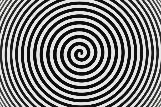 Photo of abstract Psychedelic twisting Hypnos Circles black and white background 3D rendering