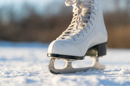 Outdoor skating rink covered ready for the game to start.