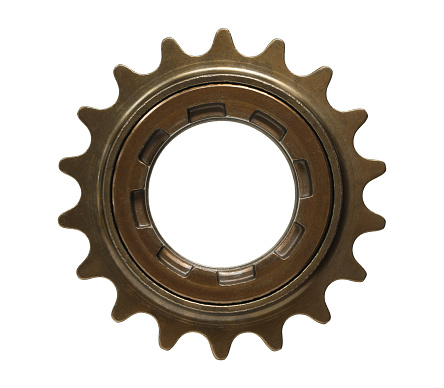 Bicycle single speed freewheel sprocket (with clipping path) isolated on white background