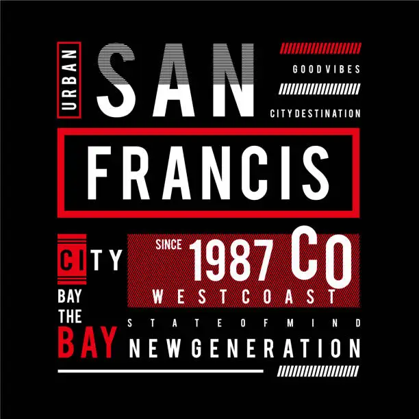 Vector illustration of Sanfrancisco Stylish trendy slogan tee t-shirt graphics print