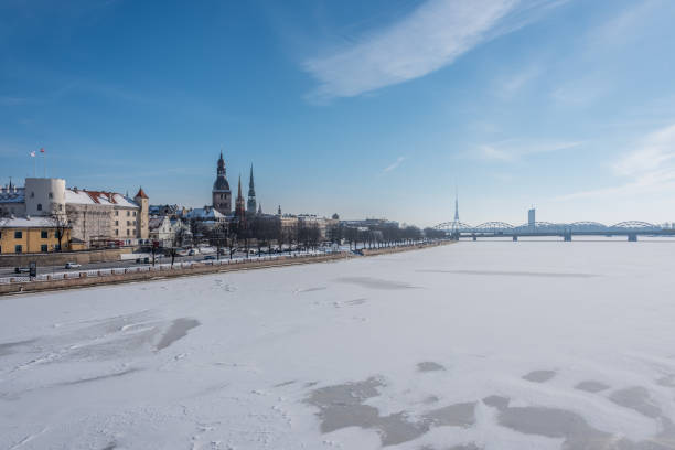 istock Frozen River next to Riga, Latvia in mid Winter 1304913843