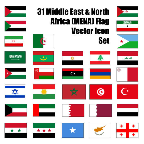 illustrations, cliparts, dessins animés et icônes de 31 indicateur du moyen-orient et de l’afrique du nord (mena) rectangle icon set des principaux pays et régions. - oman flag national flag symbol