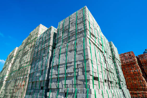 istock Stacks of Large Cement Blocks 1304918704