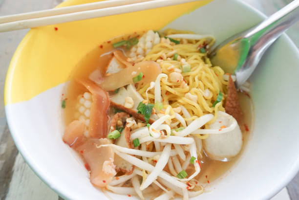 istock Egg noodles with spicy soup, Thai spicy noodles 1304919998