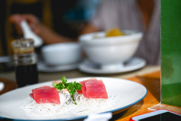 Tuna sushi on noodles in asian cuisine restaurant, Nikon Z7