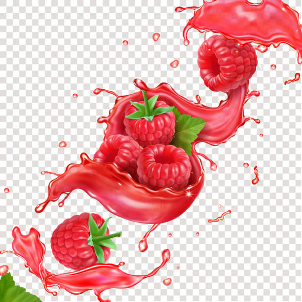 ilustrações de stock, clip art, desenhos animados e ícones de raspberry transparent juice liquid splash - splashing juice liquid red