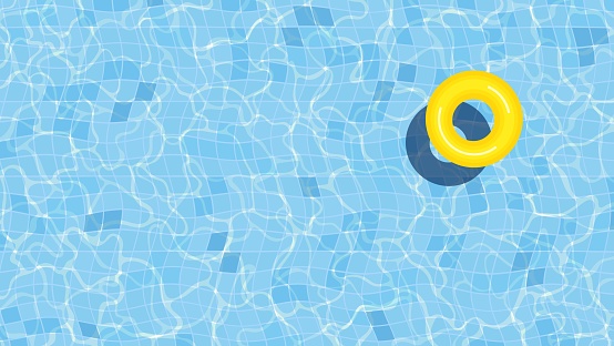 Summer swimming pool background illustration with inflatable ring