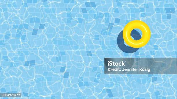 Summer Swimming Pool Background Illustration With Inflatable Ring Stock Illustration - Download Image Now