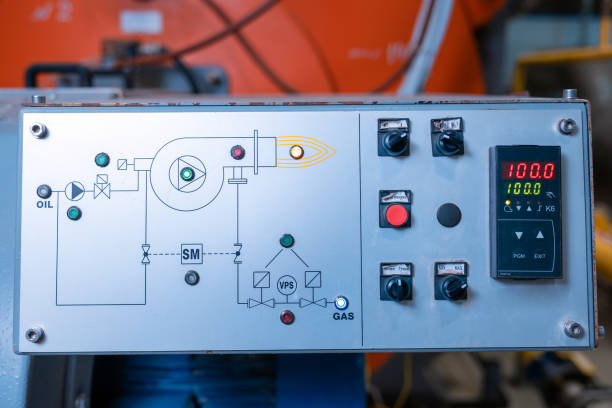 istock Information panel for industrial production. Close-up 1304932000