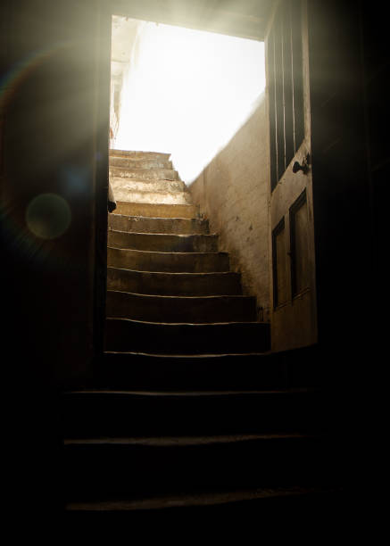 View of an enlightened stairway.