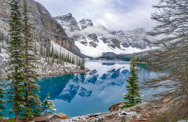 istock Blue colored Moraine lake in winter 1304937655