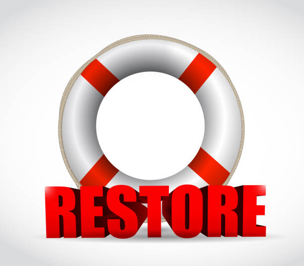 sos wiederherstellen zeichen illustration design - backup buoy life belt backups stock-grafiken, -clipart, -cartoons und -symbole