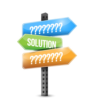 Solution and question signs illustration design over a white background
