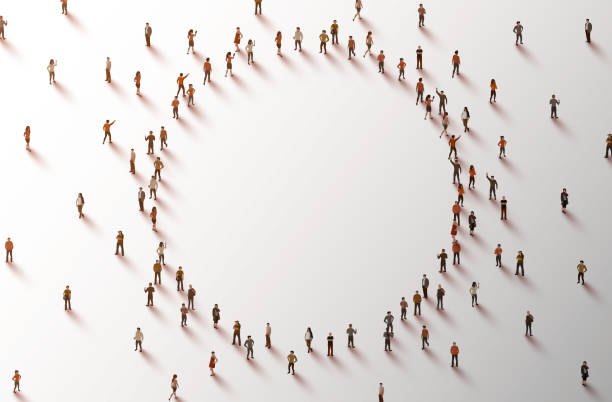 Large group of people in the shape of a circle on white background. People crowd concept. Large group of people in the shape of a circle on white background. People crowd concept. Vector illustration connection silhouettes stock illustrations