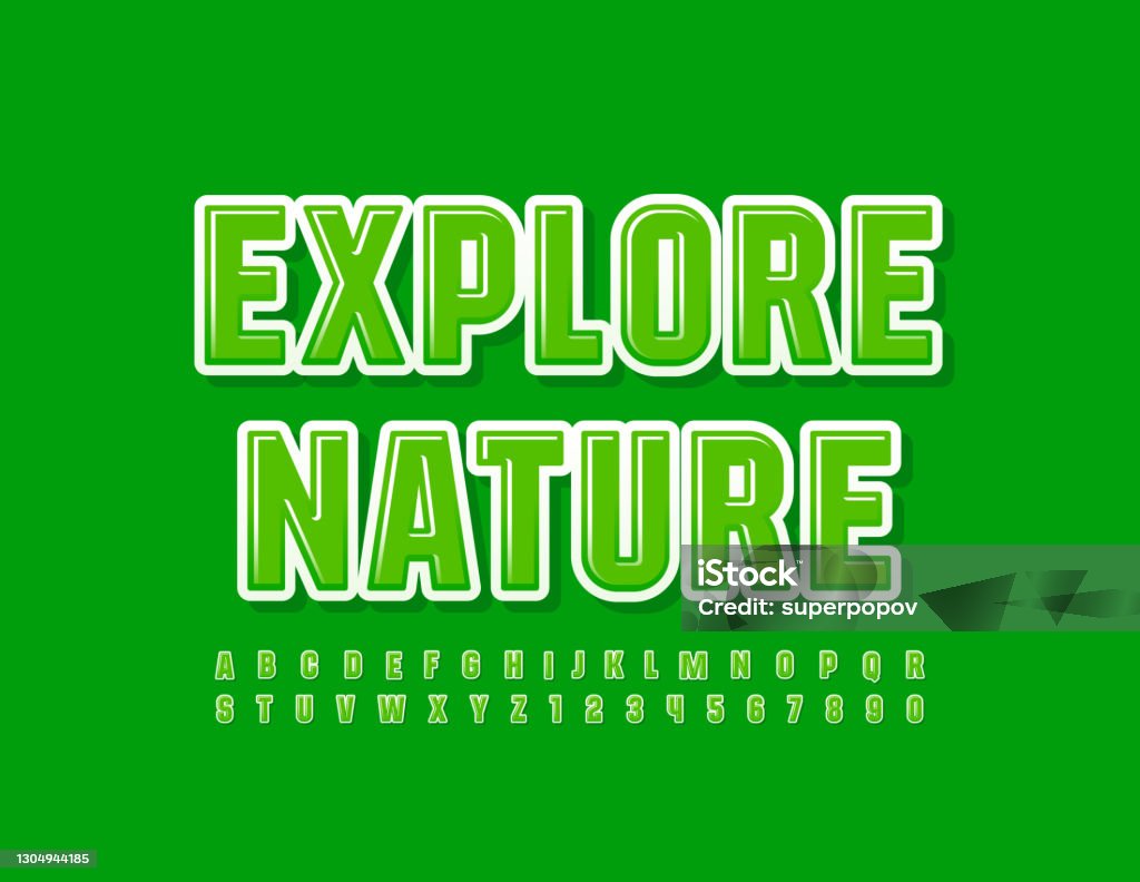 Number Nature Lettering Vector Green Logo Explore Nature Creative Alphabet Letters And Numbers ...