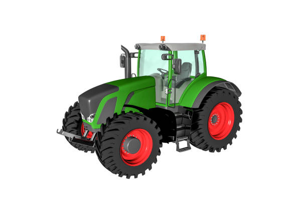 istock Green tractor isolated on white backgorund 1304946225