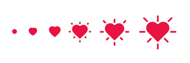 ilustrações de stock, clip art, desenhos animados e ícones de heart animation kit. romantic style set, red flashing shapes of love. confirmation buttons line, vector illustration - medical animation