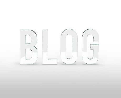 glassy typography Rendering „BLOG“ with copy space