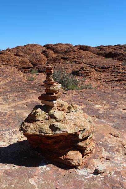 Cairn at the Kings Canyon trail in Australia stock photo