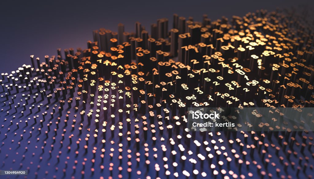 numbers background - on blue bg - 3d rendering Number Stock Photo